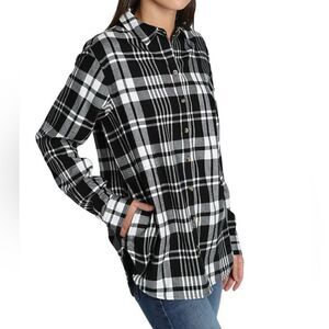 JACHS Girlfriend Black Plaid Flannel size large
